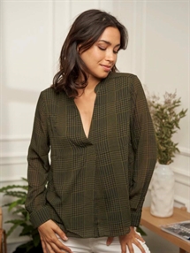 Army grøn ternet bluse 