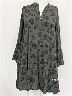 Mira armygrøn kjole - kjole/tunika med hjerter i armygrøn