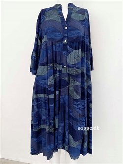 Arte blå midi kjole med trompetærmer