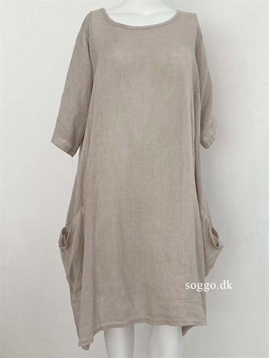 Anastasia beige hørkjole 