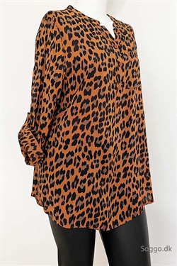 Bluse med leopard print i orange