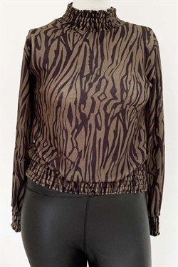 Bluse med turtleneck - Paula turtleneck bluse sort / armygrøn