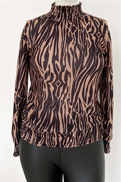 Bluse med turtleneck - Paula turtleneck bluse sort / brun