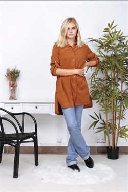 Fløjls Tunika med knapper caramel Soggo