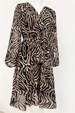Festkjole tiger mønster sort/brun
