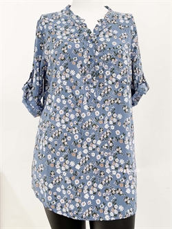 Gabi bluse - Indigo blå Bluse med små blomster