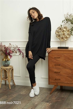 Sort homewear sæt med bluse og leggings