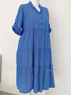 Jeans blå sommerkjole med peplum - Jeans blå kjole