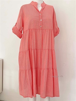 Koral sommerkjole med peplum - Koral kjole