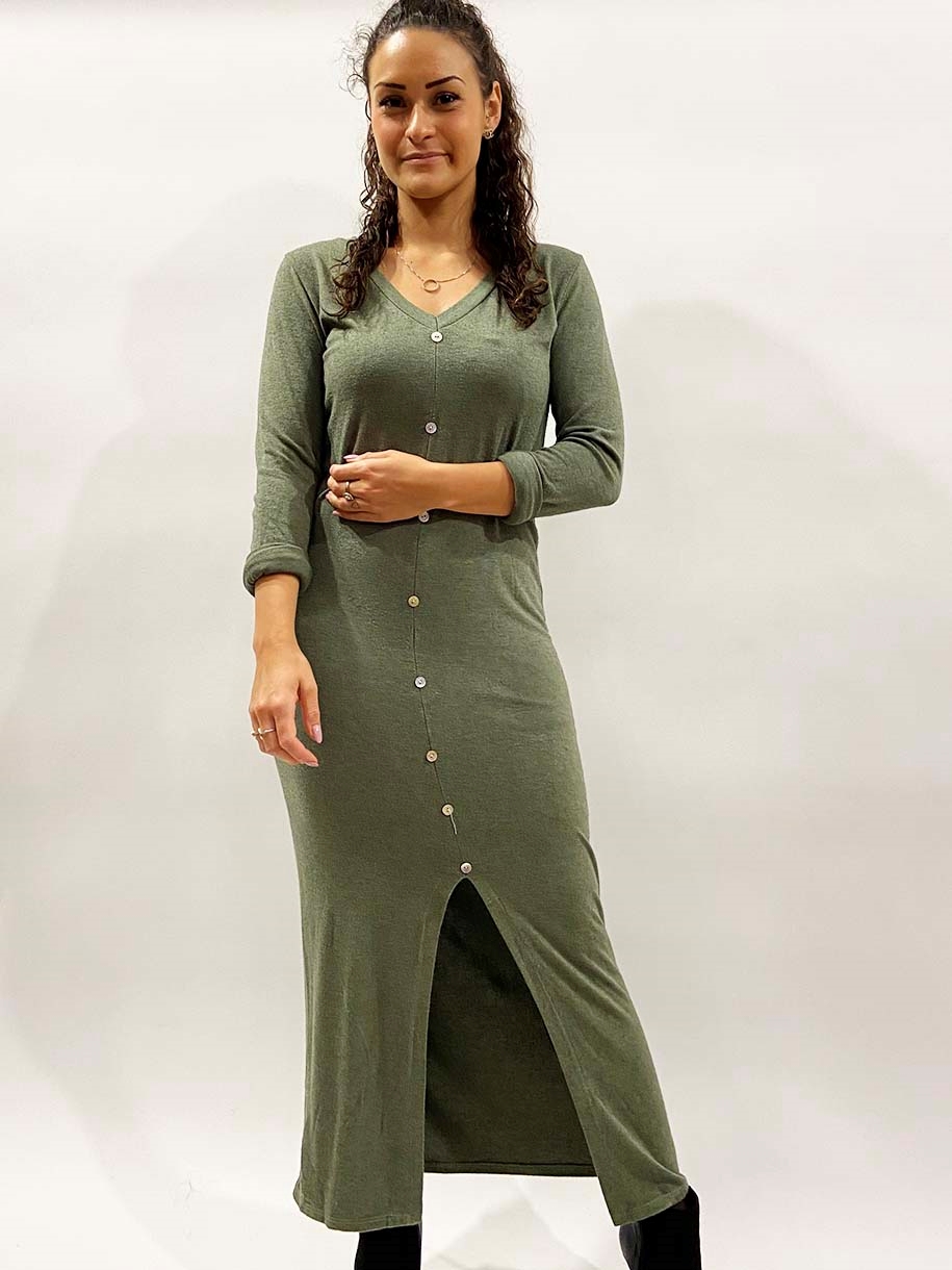 Army grøn lang kjole med