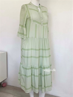 Marrokansk limegrøn kjole lang med peplum