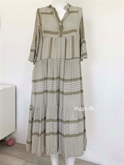 Marrokansk armygrøn kjole lang med peplum