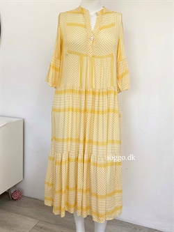 Marrokansk gul kjole lang med peplum
