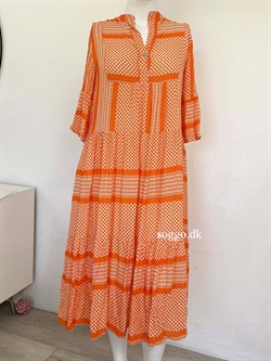 Marrokansk orange lang kjole med peplum
