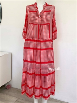 Marrokansk rød lang kjole med peplum