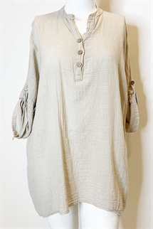 Muli tunika med knapper i beige