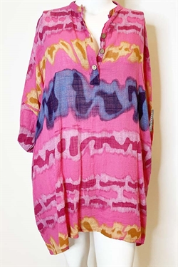 Muli tunika med knapper i pink