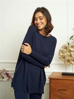 Navy blå homewear sæt med bluse og leggings