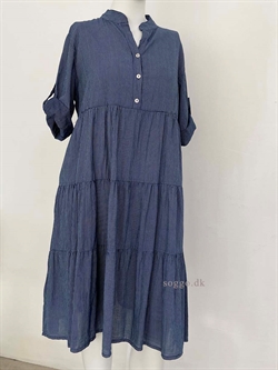 Navy Blå sommerkjole med peplum - Navyblå kjole