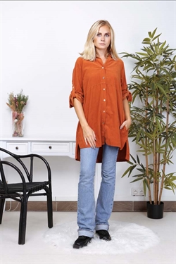 Fløjls Tunika med knapper orange (rouille) Soggo
