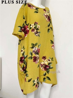 Gul hørkjole i plus size