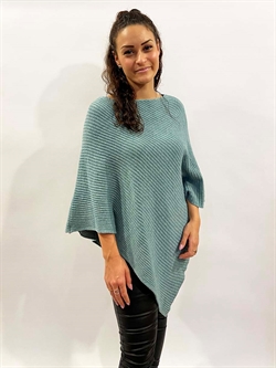 Dueblå Poncho med rib