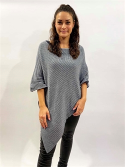 Grå poncho med rib