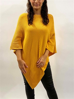 Gul Poncho med rib