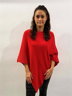 Rød Poncho med rib