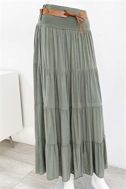 Rosi lang nederdel i armygrøn