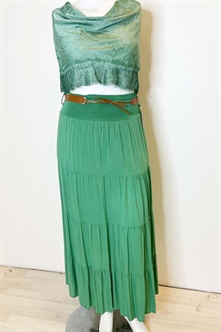 Rosi lang nederdel i grøn