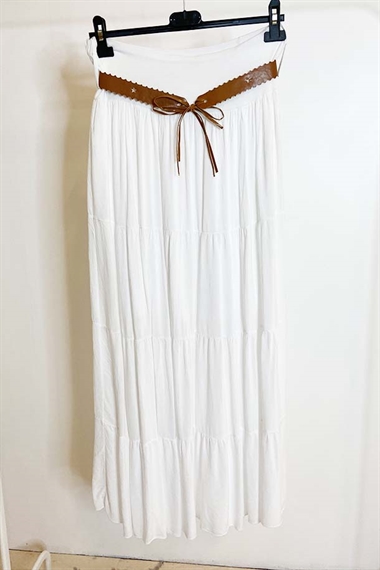 Rosi lang nederdel i hvid