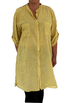 Plus Size Skjortekjole lysegul - Plus size skjorte gul