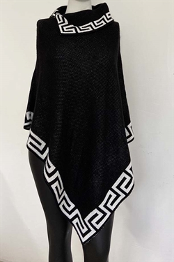 Sort poncho med mønster