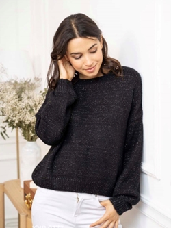 Sort strikbluse med rund turtleneck