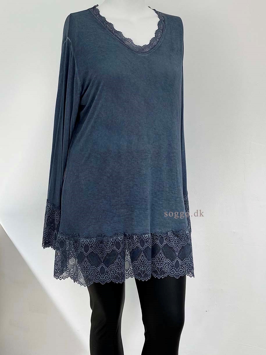 Plus size bluse Tunika i blå