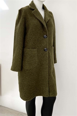 Klassisk uldfrakke i armygrøn 