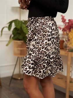 Kort nederdel med dyreprint. Sort hvid leopardprint 