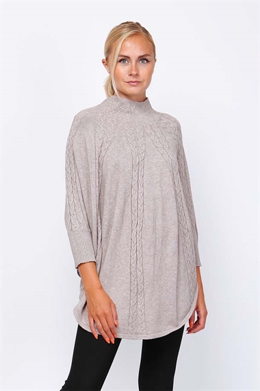 poncho beige - poncho med ærmer