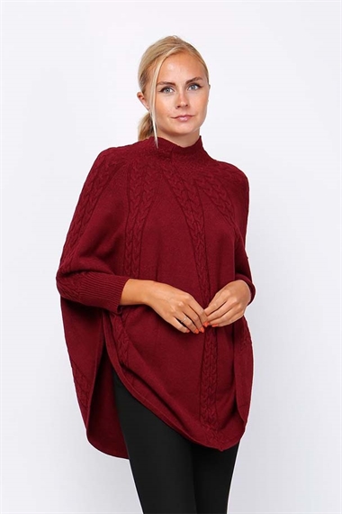 poncho bordeaux - poncho med ærmer